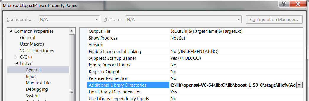 Visual Studio 2015 Library Directories