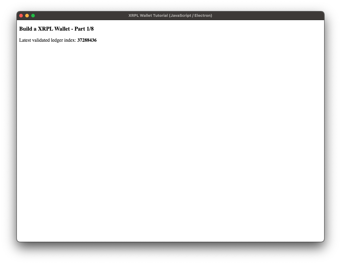 Screenshot: Step 1, hello world equivalent