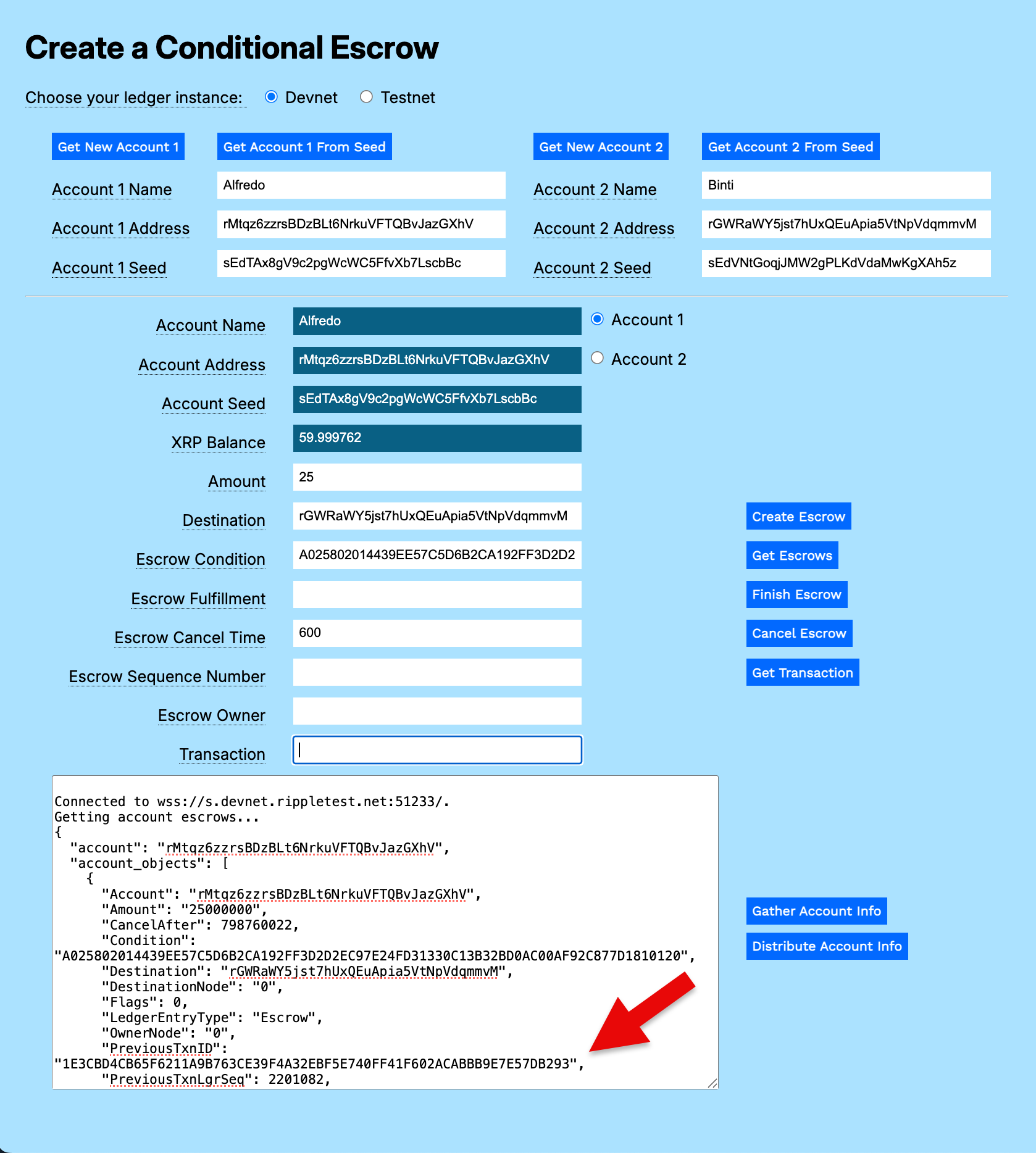 Previous Transaction ID in Get Escrows results