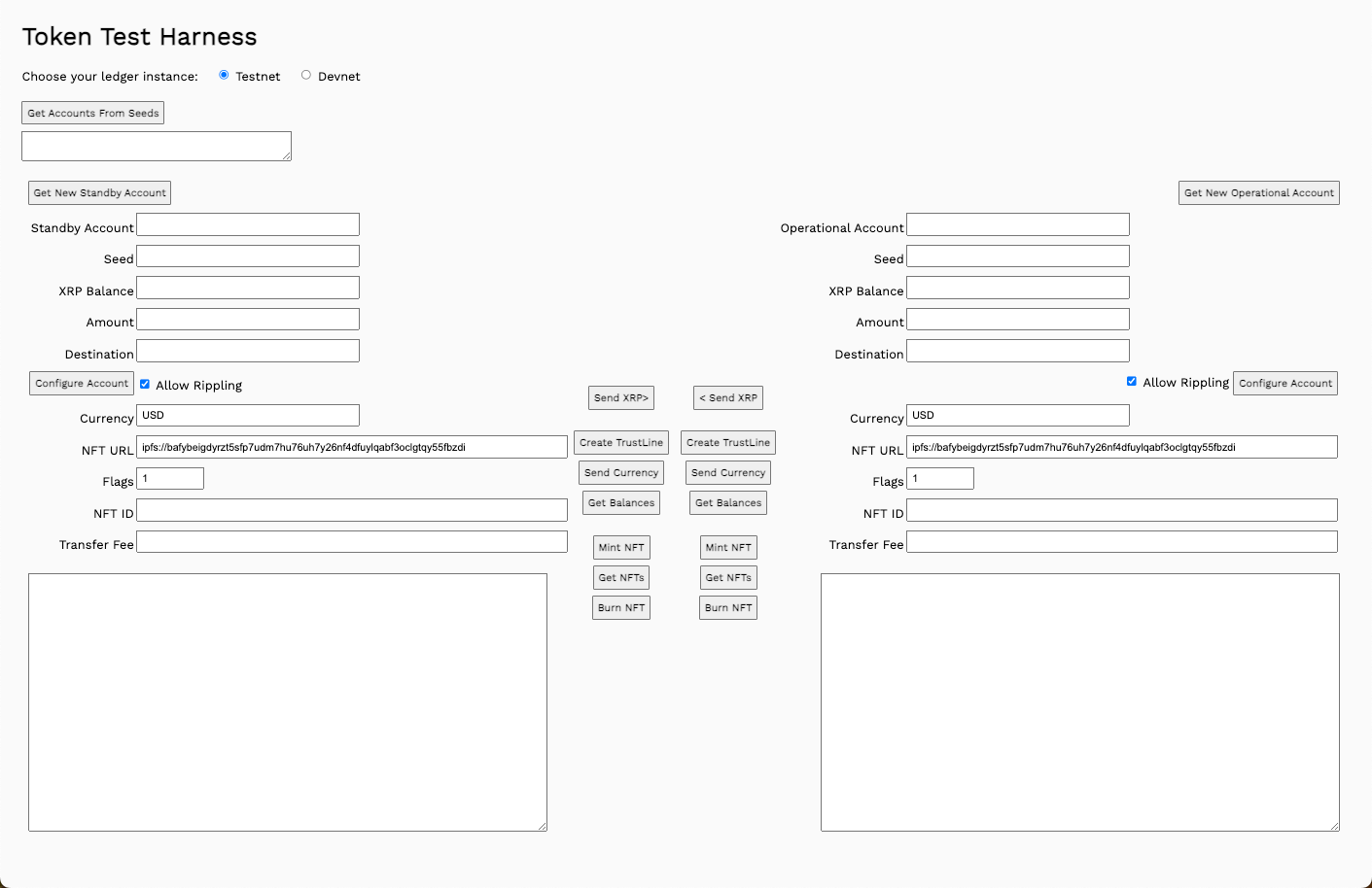 Test harness with mint NFT fields