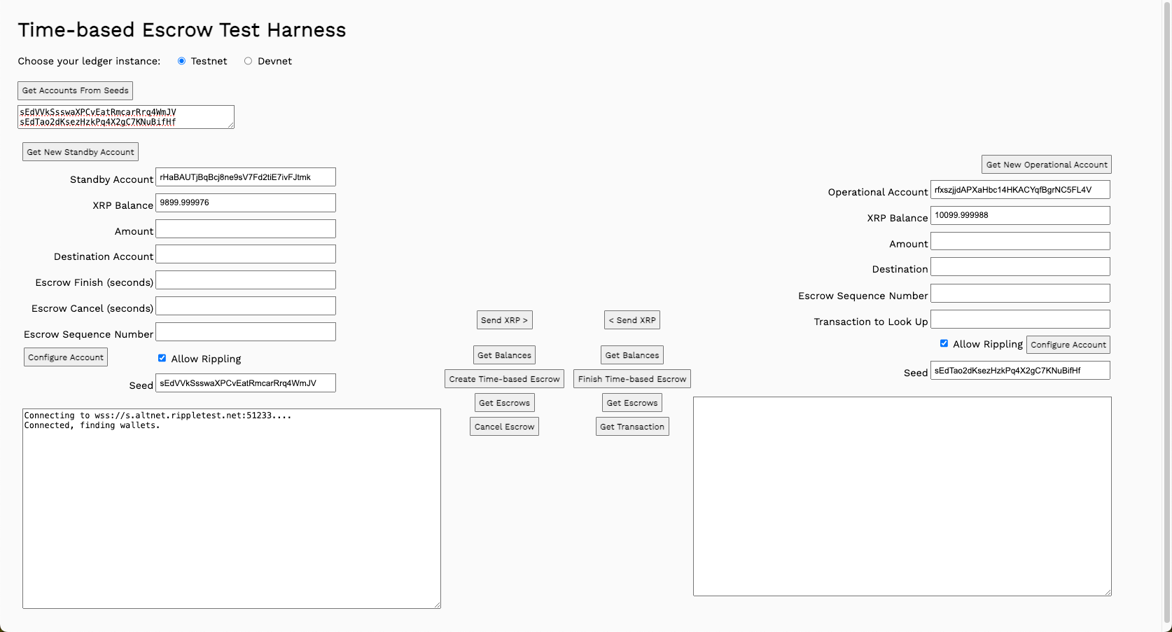 Escrow Tester with Account Information