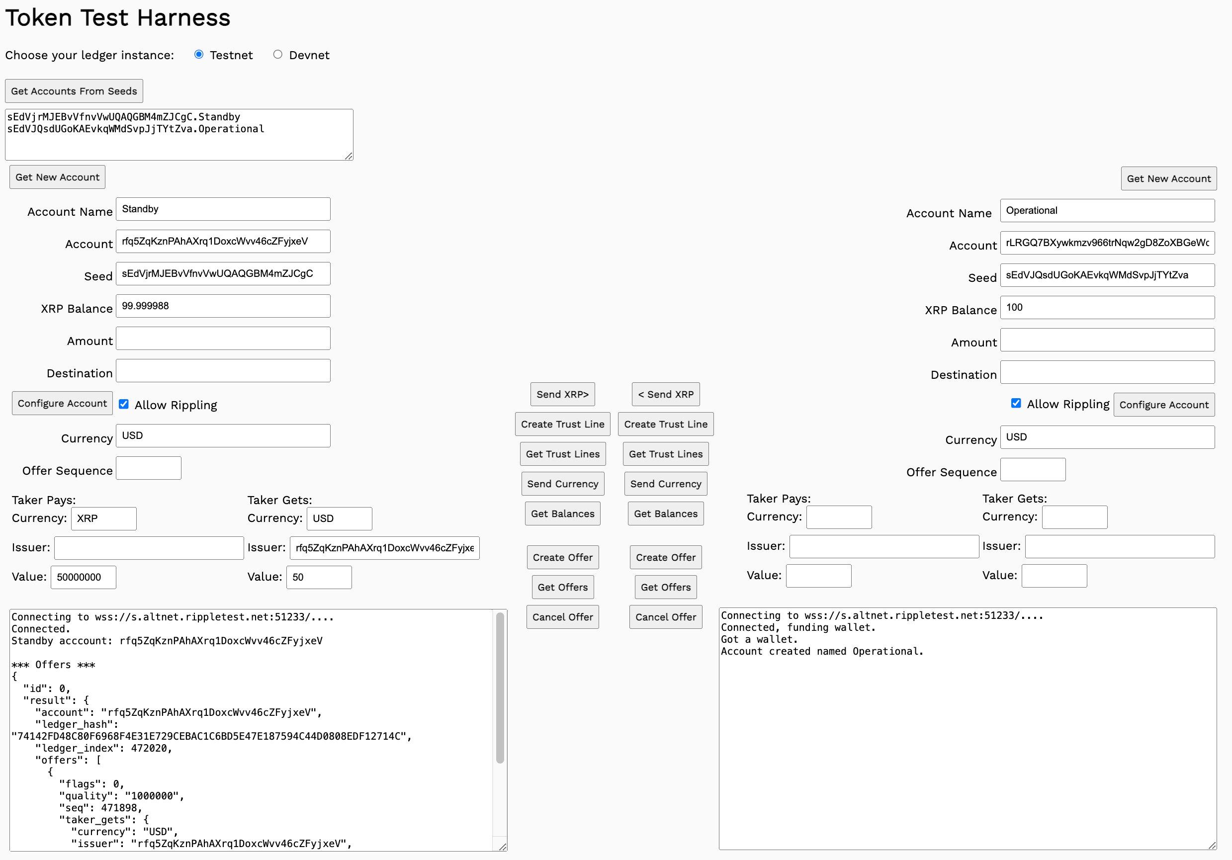 Created an offer for XRP and USD