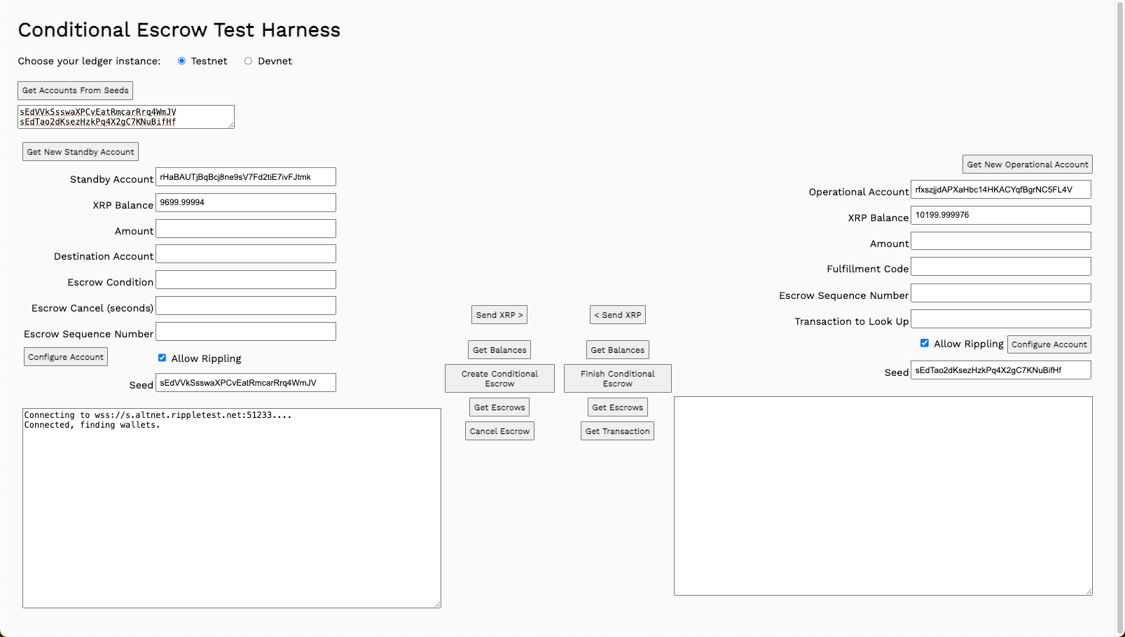 Escrow Tester with Account Information