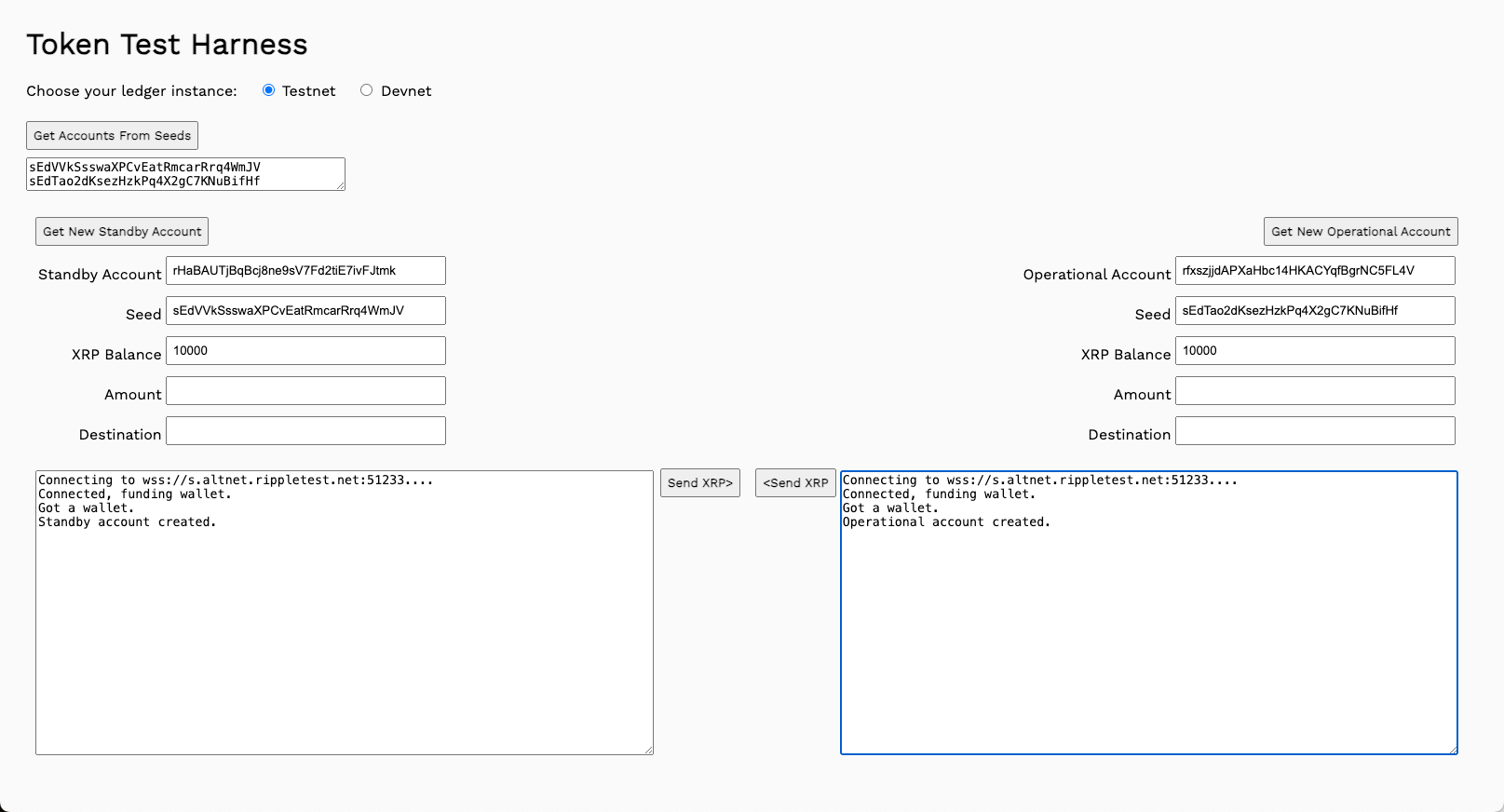 Standby and Operational Accounts