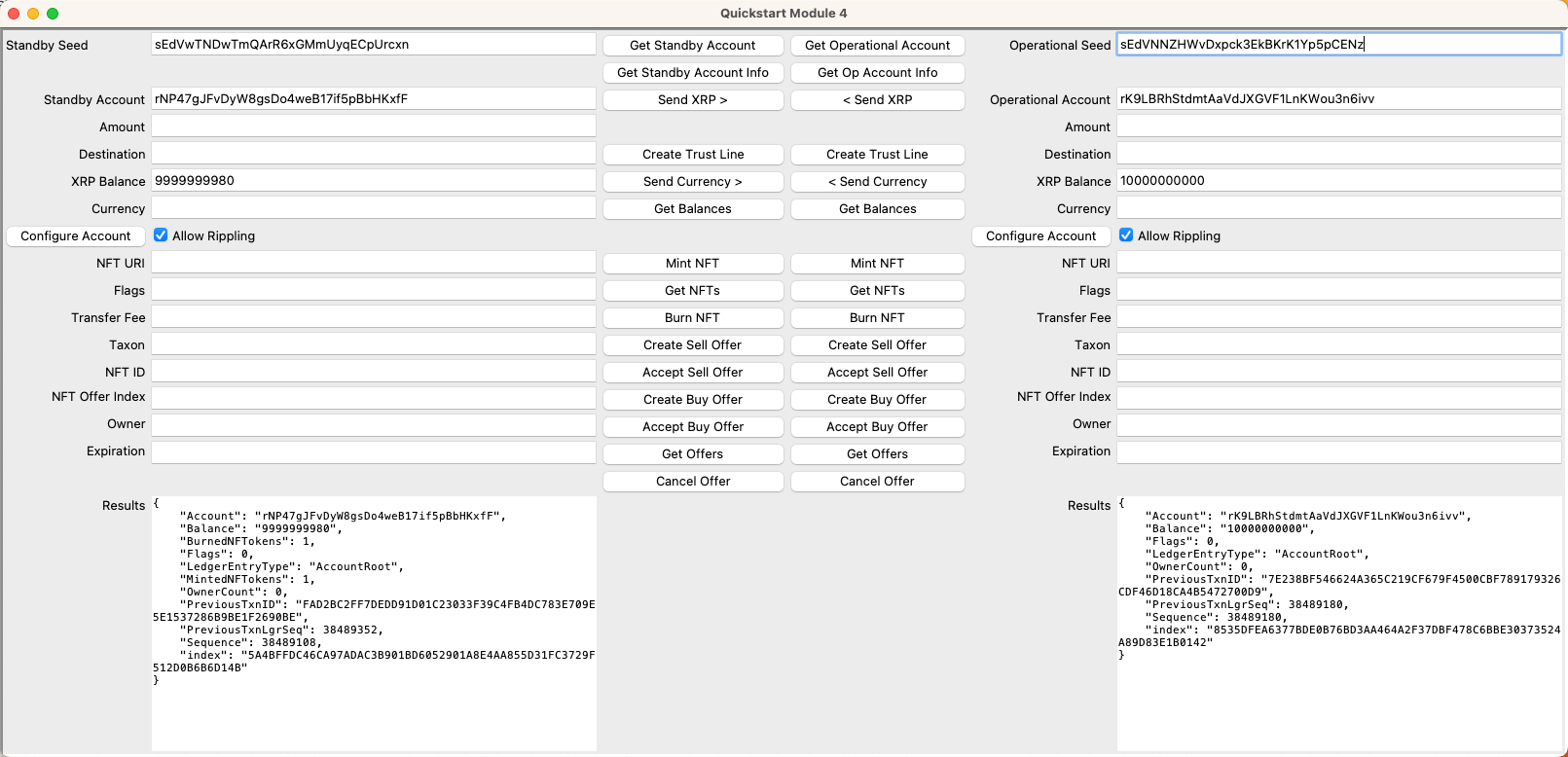 Form with account information
