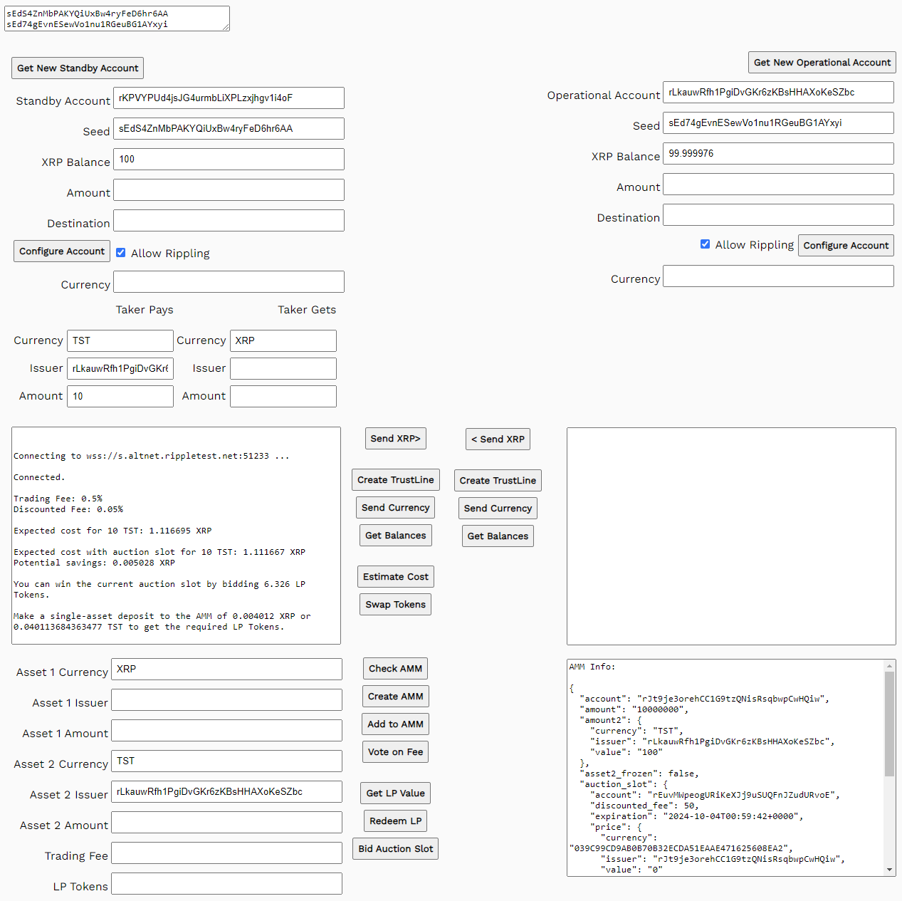 Estimate costs results