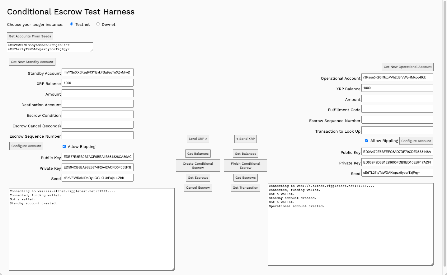 Escrow Tester with Account Information