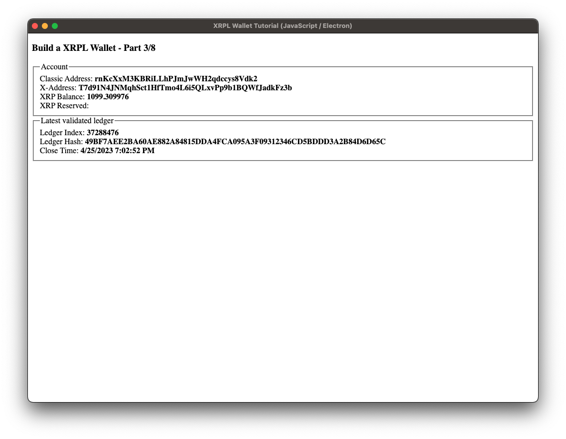 Screenshot: Step 3, show account information