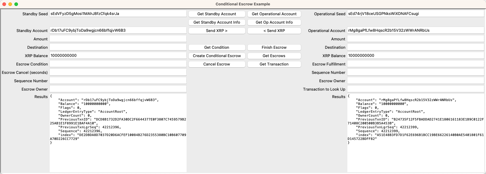 Escrow Example with Account Information