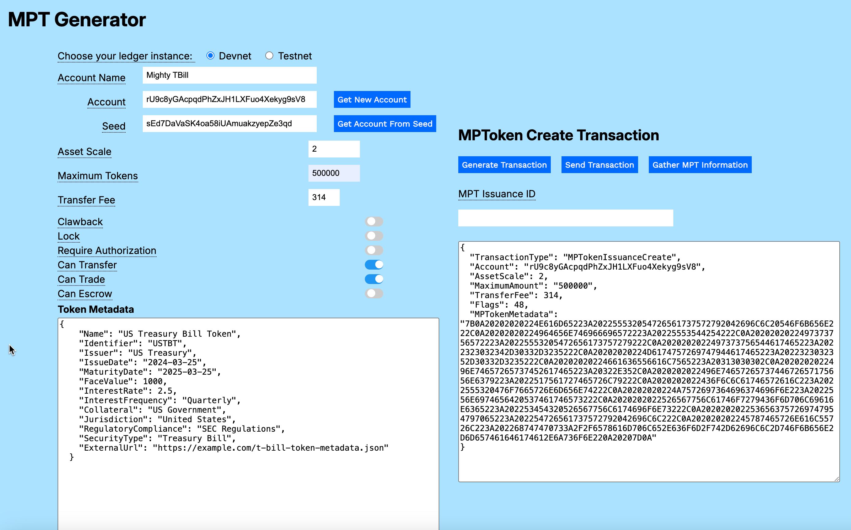 Generated syntax for MPTokenIssuanceCreate transaction