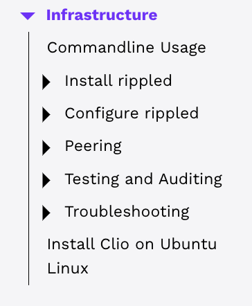 Screenshot of the left navigation highlighting the new section for infrastructure
