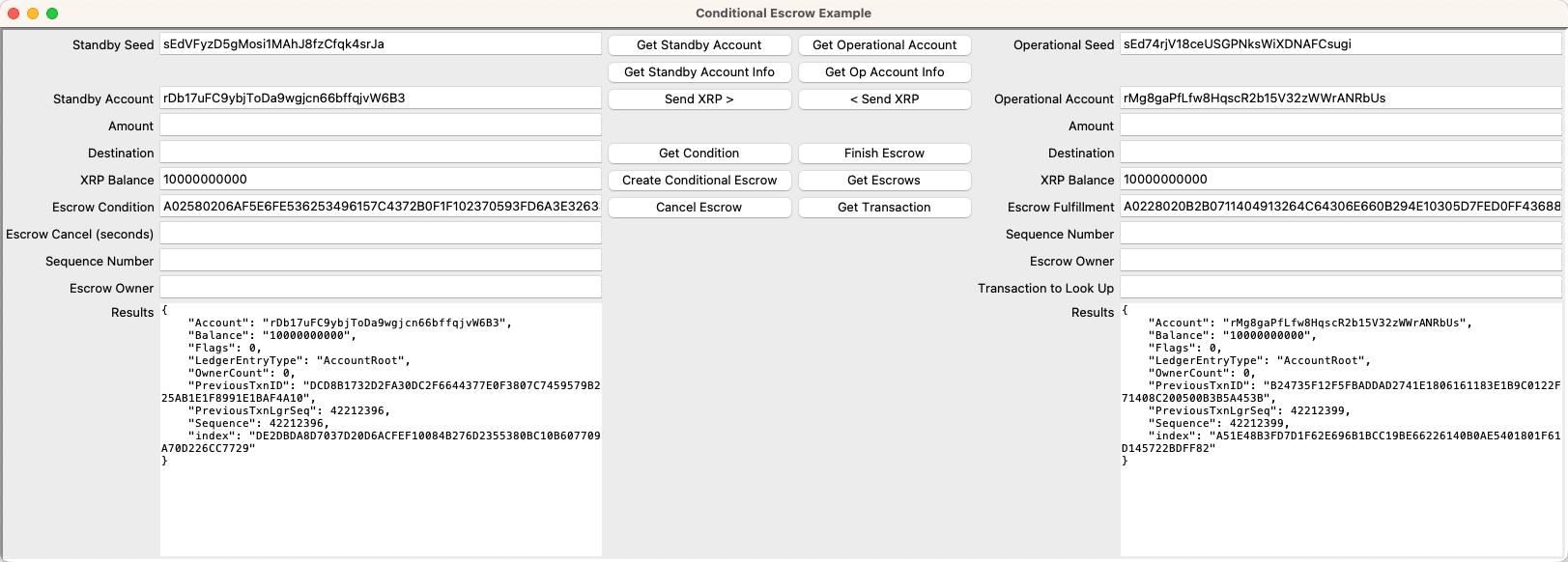 Escrow Example with Condition and Fulfillment