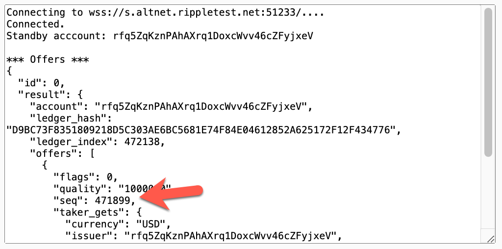 Where to find the "seq" value in an offer record