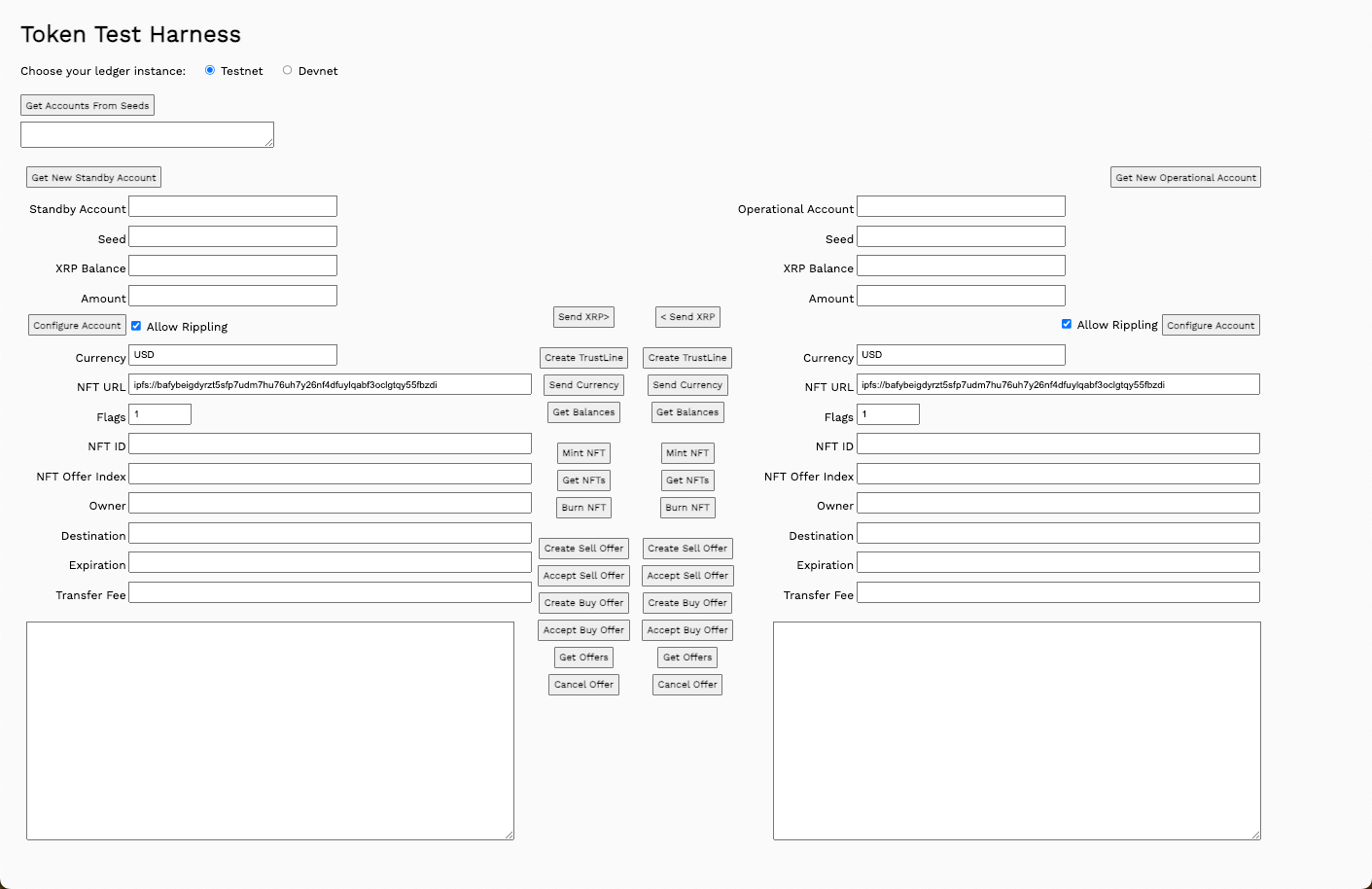 Quickstart form with NFT transfer fields