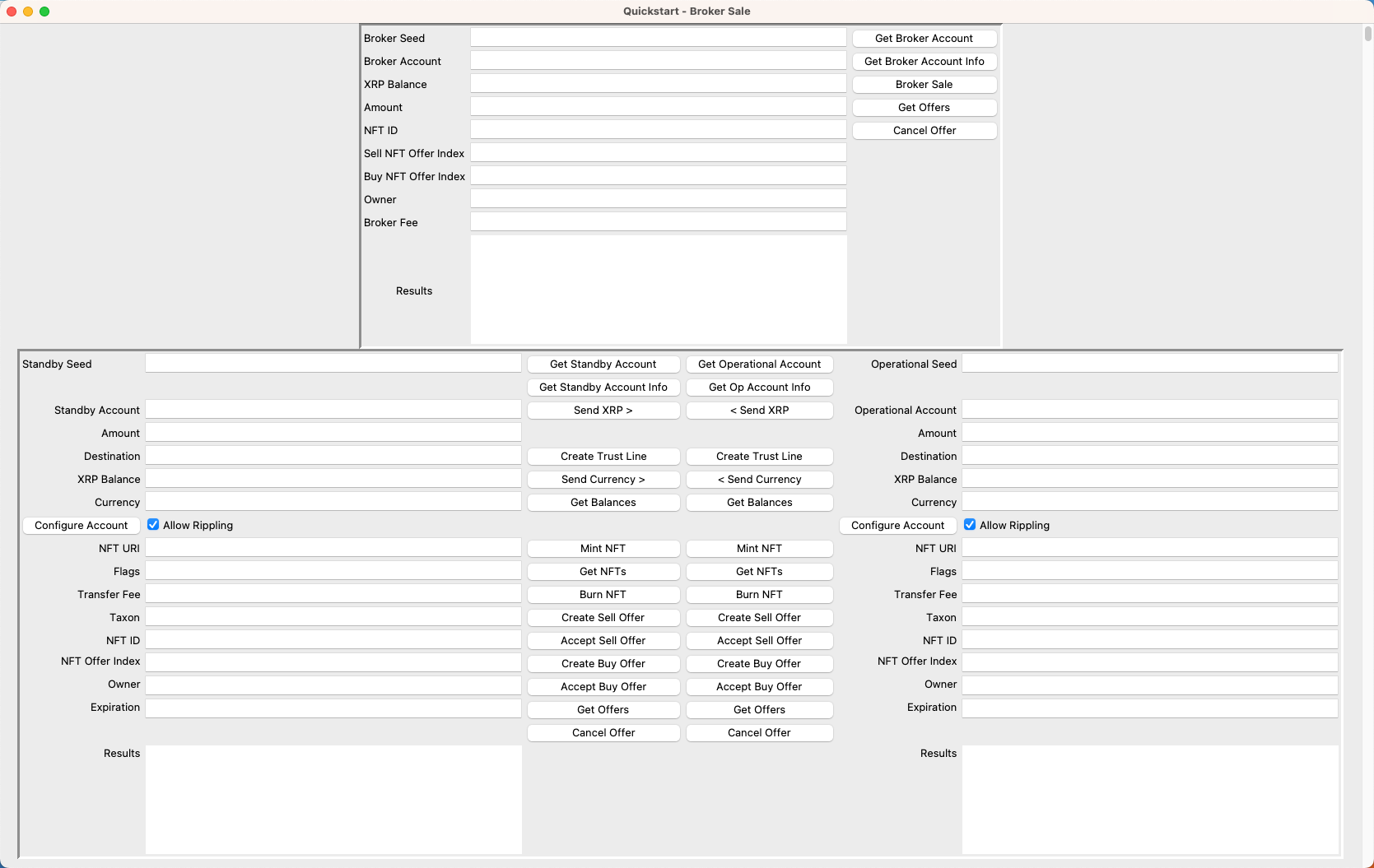 Quickstart form with Broker Account