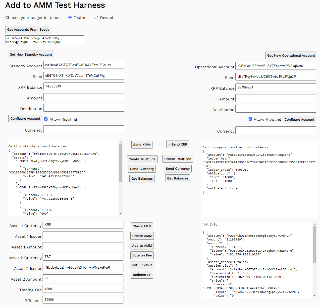 Get LP token value results