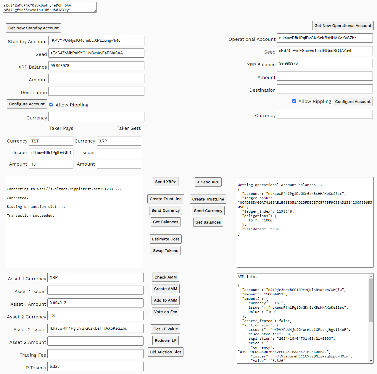 Bid auction slot results