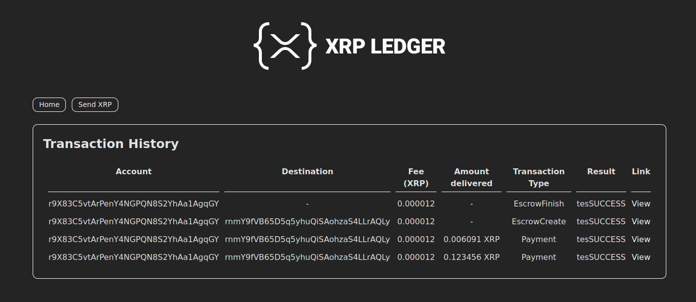 Transactions Page Screenshot
