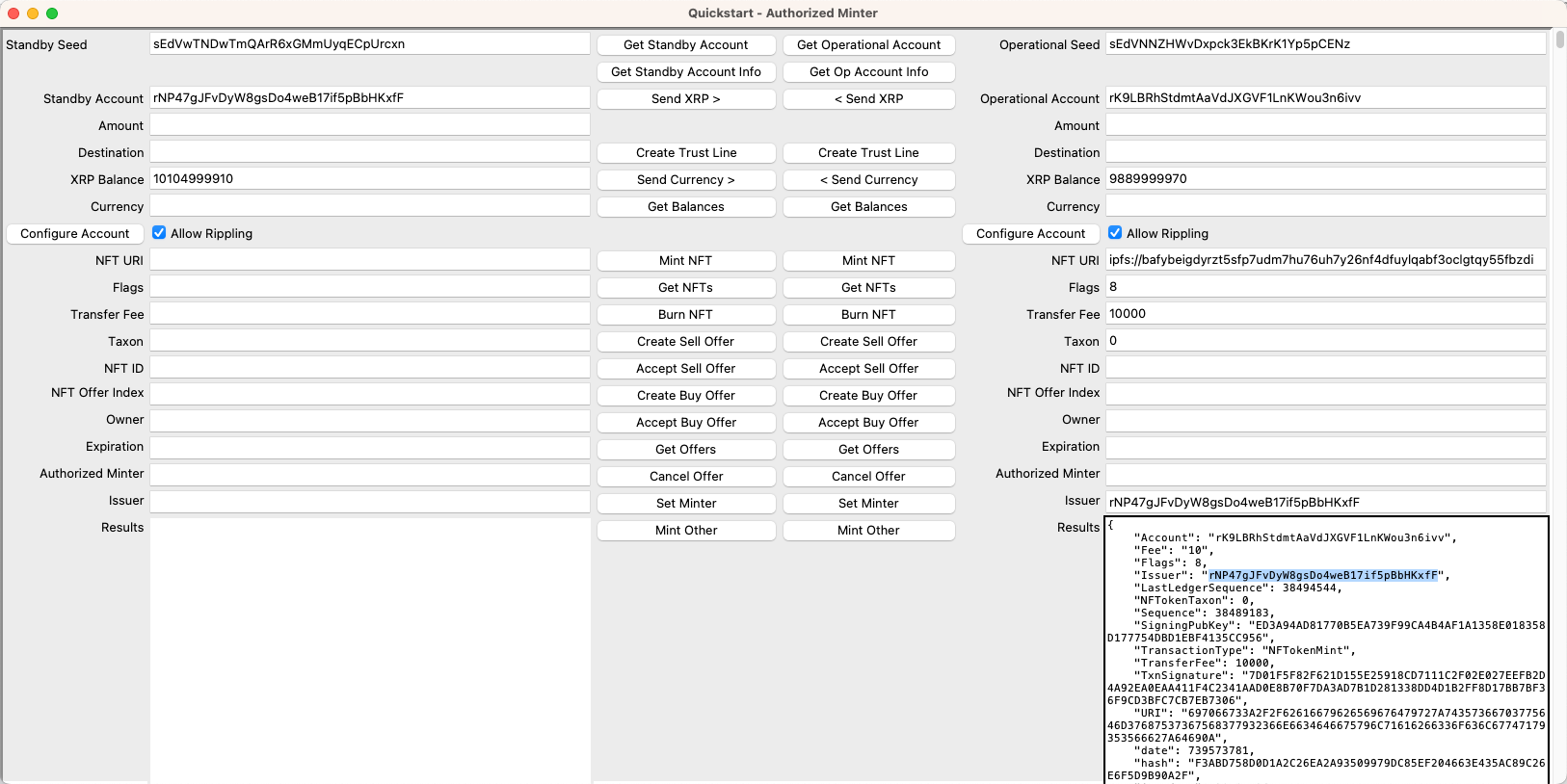 Minted NFT for Another Account
