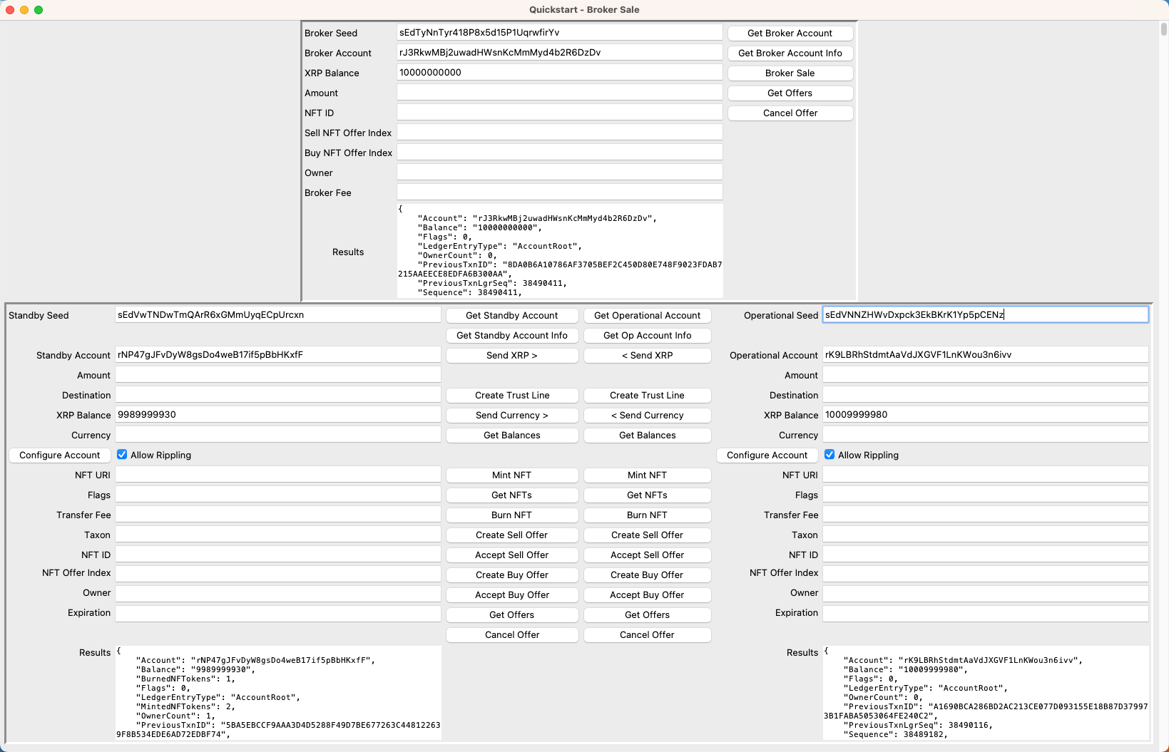 Quickstart form with Account Information