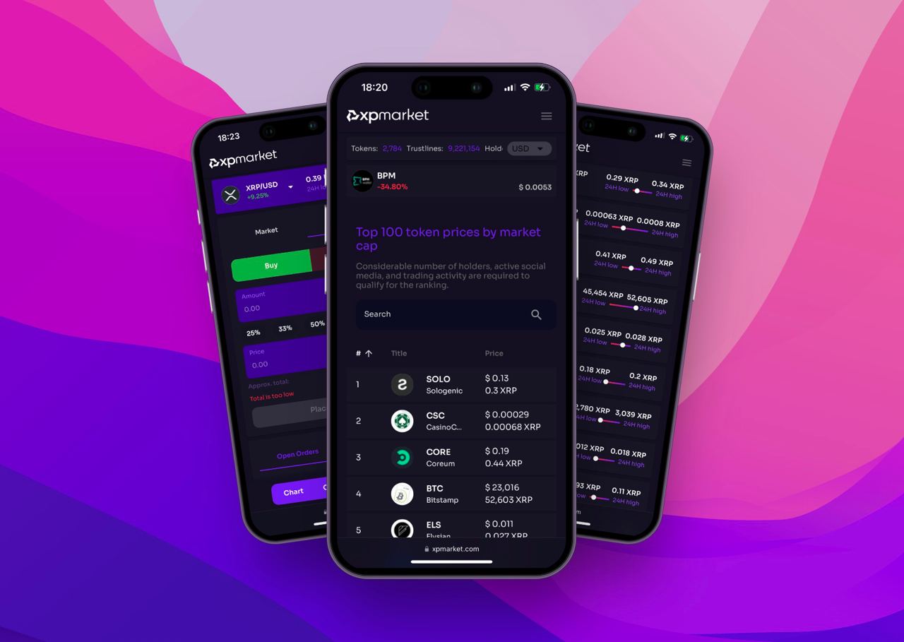 Graphic showing XPmarket on smart phones