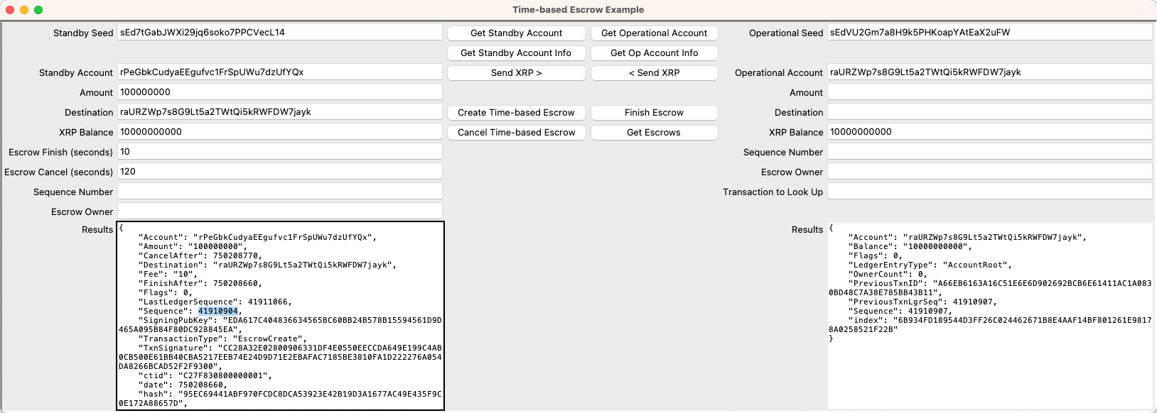 Completed Create Escrow Transaction